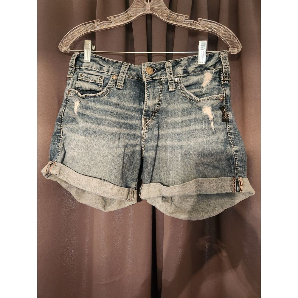 Silver Jeans Co. Boyfriend Denim Shorts Size 26 Blue Mid Rise Cuffed Jean
